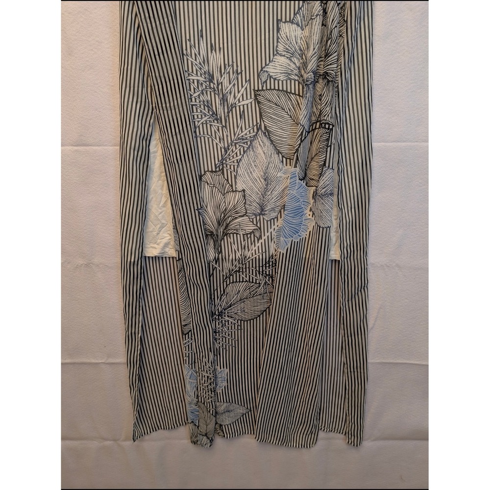 Vince Camuto Womens Striped Floral Sleeveless Maxi Dress Black White Blue Large - Picture 8 of 11